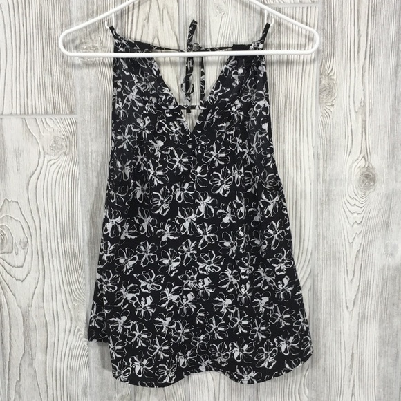Banana Republic Black & White Floral Halter Top Tie-Back XXS - Picture 1 of 4